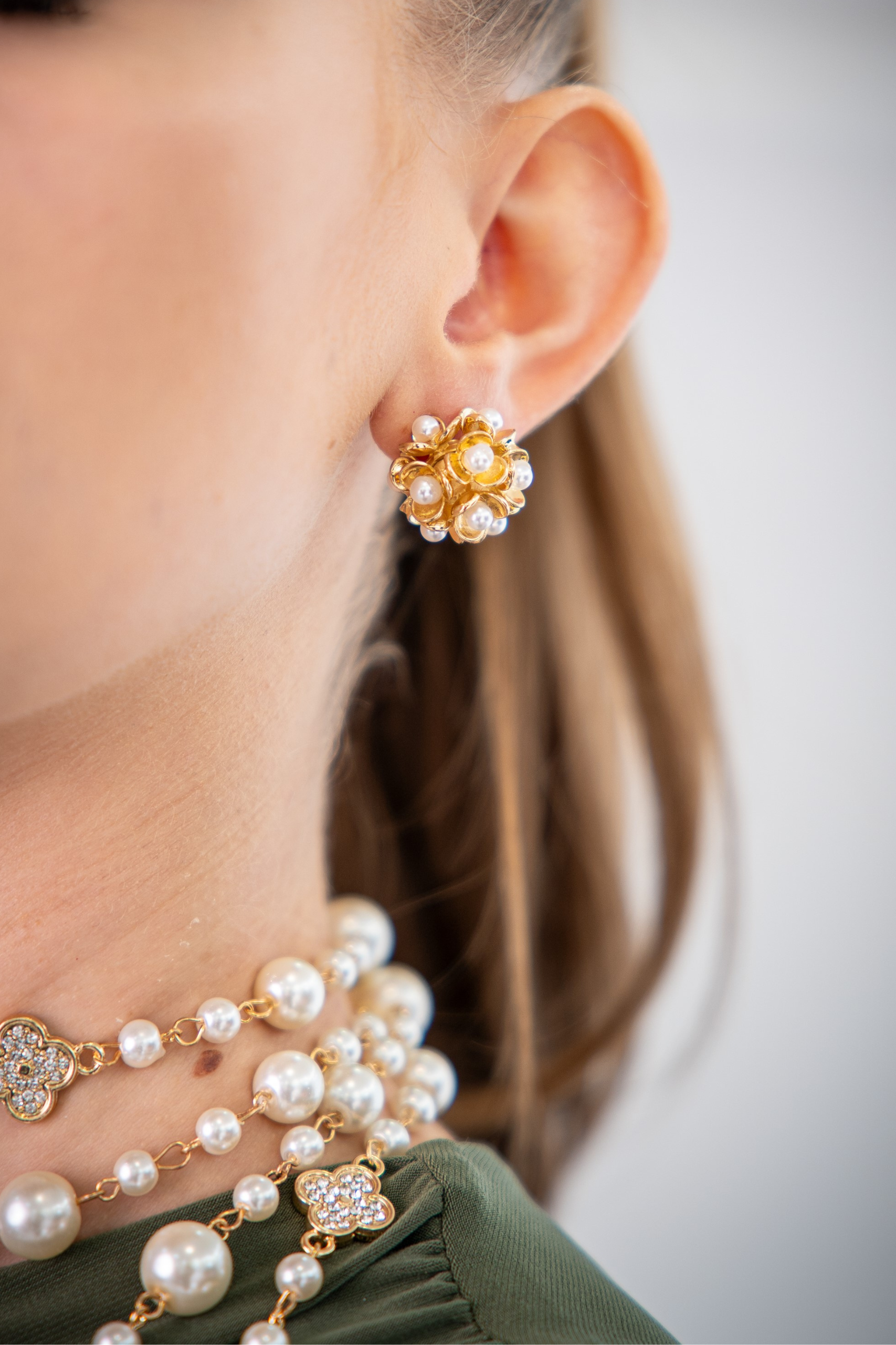 Обеци Golden Blossom Pearls